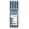 Foliopis LUMOCOLOR zestaw 4grubości (0,4 0,6 1,01,0-2,5mm) czarne S 31-9 WP4GS STAEDTLER