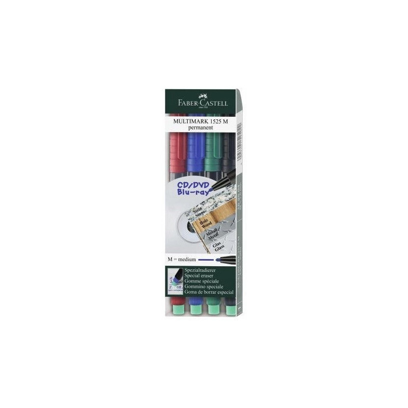 Foliopis z gumką M 1.0mm komplet 4kolory 152504 FABER CASTELL