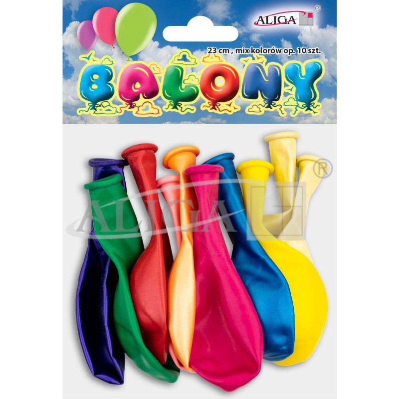 Balony 23cm mix kolorów op. 10szt. BB10-2337 ALIGA