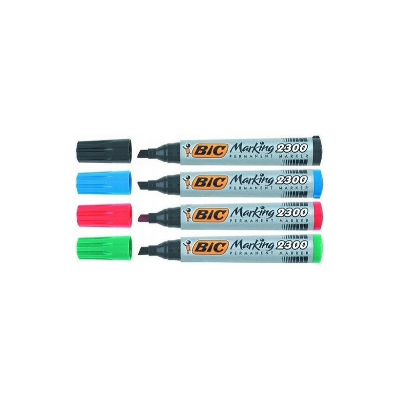 Markery permanentne BIC ECO 2300 mix 4 kolory ścięta końcówka 8209222