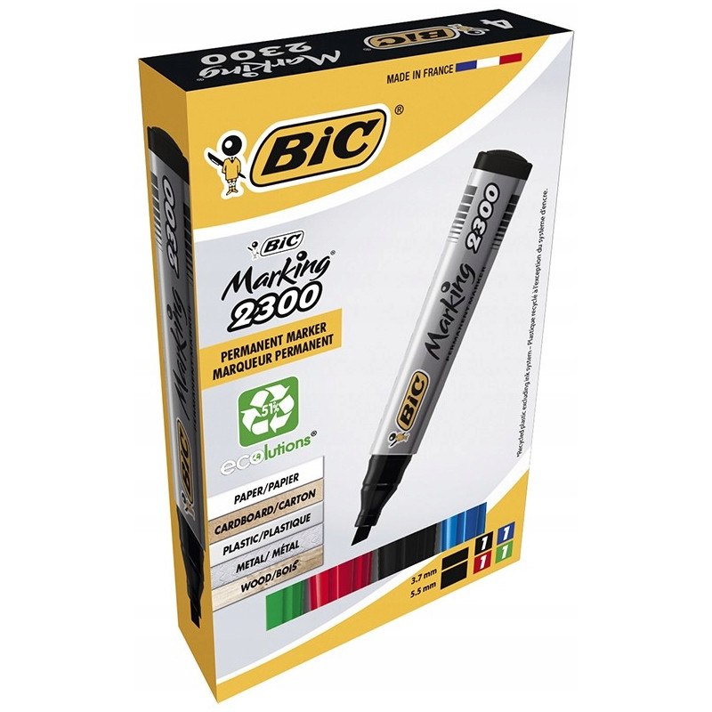 Markery permanentne BIC ECO 2300 mix 4 kolory ścięta końcówka 8209222