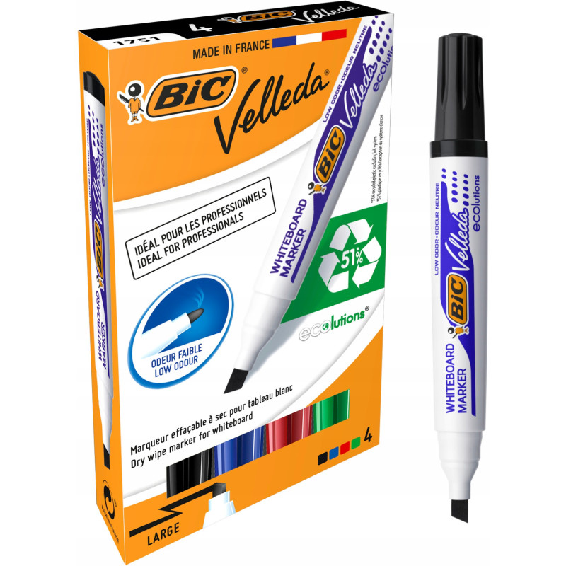 Marker BIC ECO VELLEDA 1751 suchościeralny mix 4 kolorów 904950