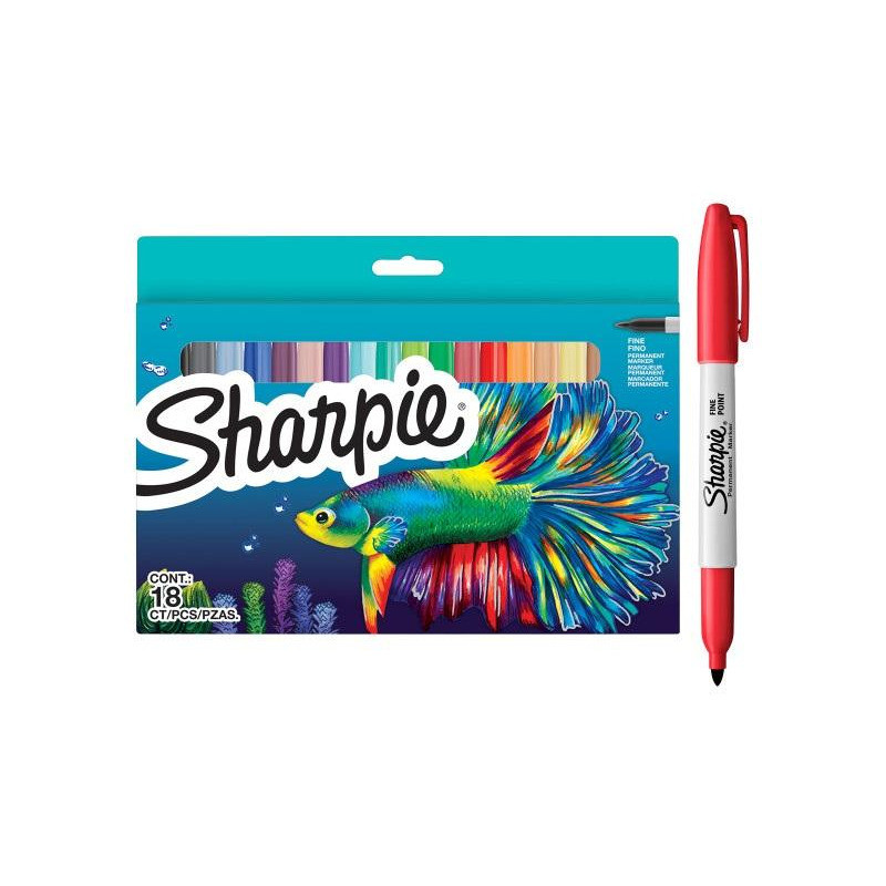 Markery permanentne SHARPIE FISH 18 kolorów 2201230