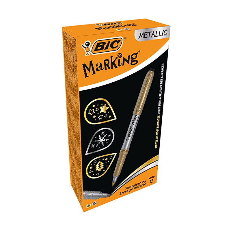 Markery BIC permanentne metaliczne kolory złoty(6szt.) + srebrny(6szt.) 950466