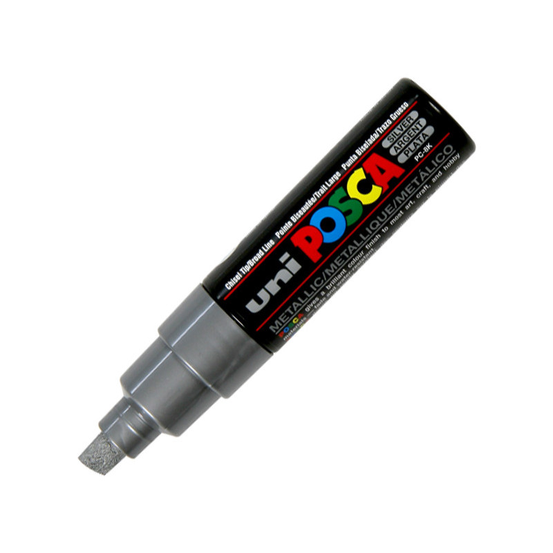 Marker z farbą plakatową UNI Posca PC-8K, srebrny