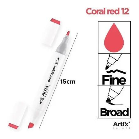 Marker alkoholowy dwustronny CORAL RED PP915-12 ARTIX