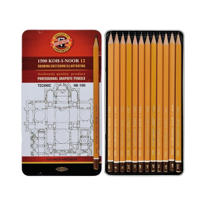 Ołówek grafitowy TECHNIC komplet HB-10H 12szt. 1502/I KOH-I-NOOR