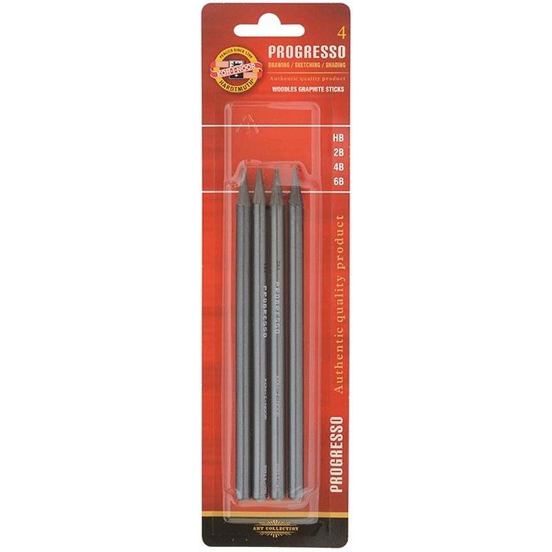 Ołówek PROGRESSO zestaw 4szt- HB,2B,4B,6B KOH-I-NOOR 9814