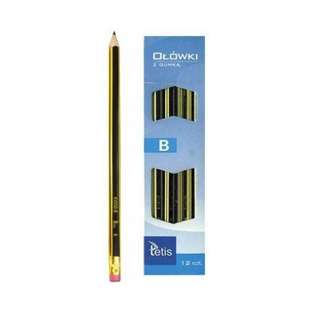 Ołówek z gumką twardość B (12szt.) KV050-B TETIS
