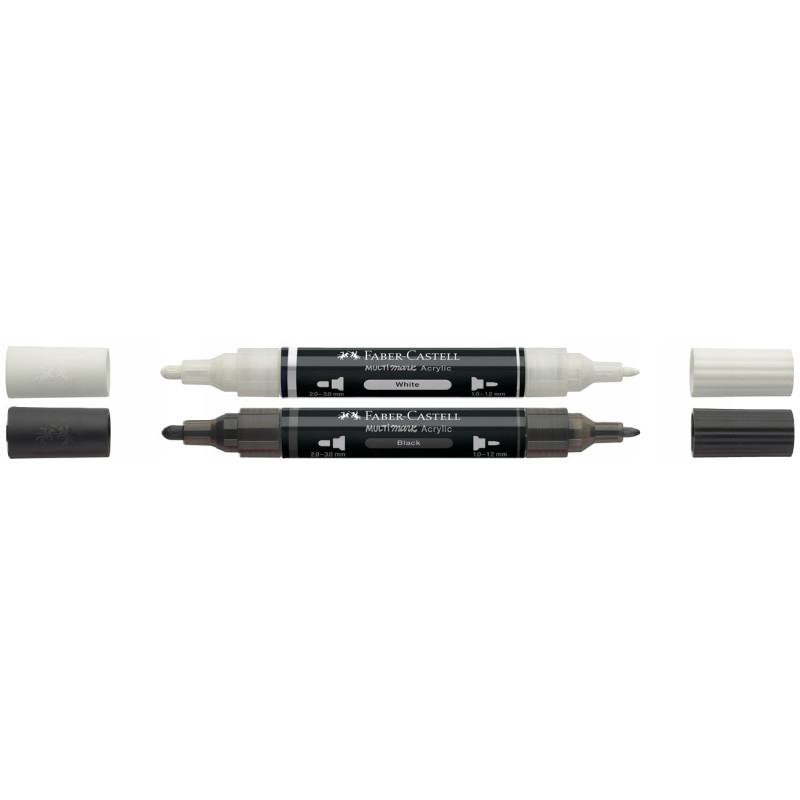 Marker akrylowy Multimark dwie końcówki 2 kolory czarny i biały 186011 Faber-Castell