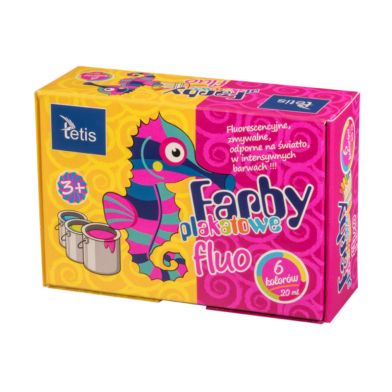 Farby plakatowe fluo 20ml. 6 kolorów KF002-A TETIS