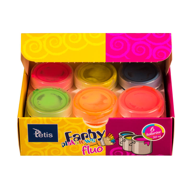Farby plakatowe fluo 20ml. 6 kolorów KF002-A TETIS