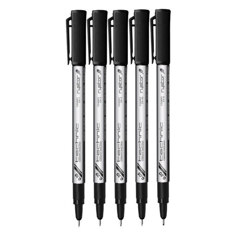 Komplet cienkopisów kreślarskich 0.1-0.8mm. 5szt. 403-527 RYSTOR