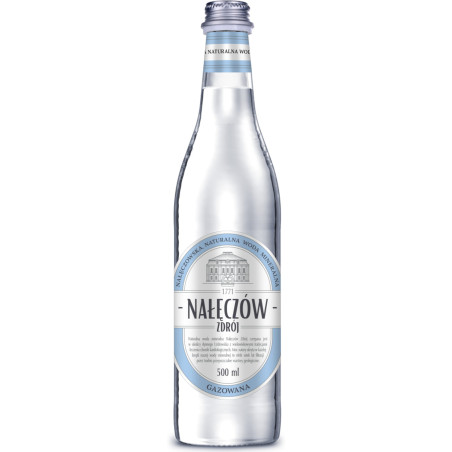 Woda mineralna NAŁĘCZÓW ZDRÓJ 0.5L (12 sztuk) gazowana w szkle bez kaucji