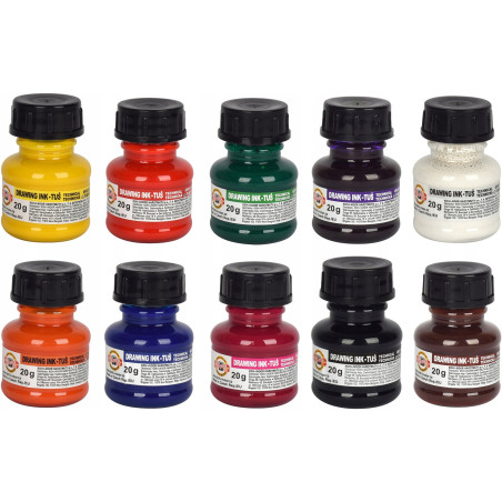 Tusz kreślarski zestaw 10 kolorów 141731 KOH-I-NOOR