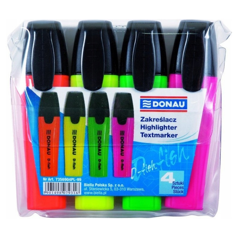Zakreślacze D-TEXT 4szt., mix kolorów 7358904PL-99 DONAU