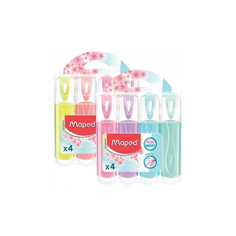 Zakreślacz fluo peps pastel mix kolorów 4 szt etui pud. z zaw 742546 MAPED