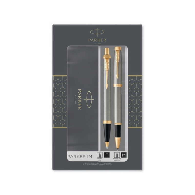 Komplet pióro kulkowe + długopis IM brush metal GT PARKER 2093217