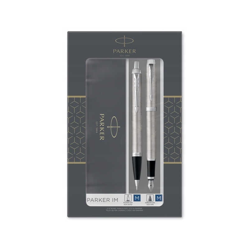 Komplet IM DUO srebrny CT pióro wieczne + długopis PARKER 2183058