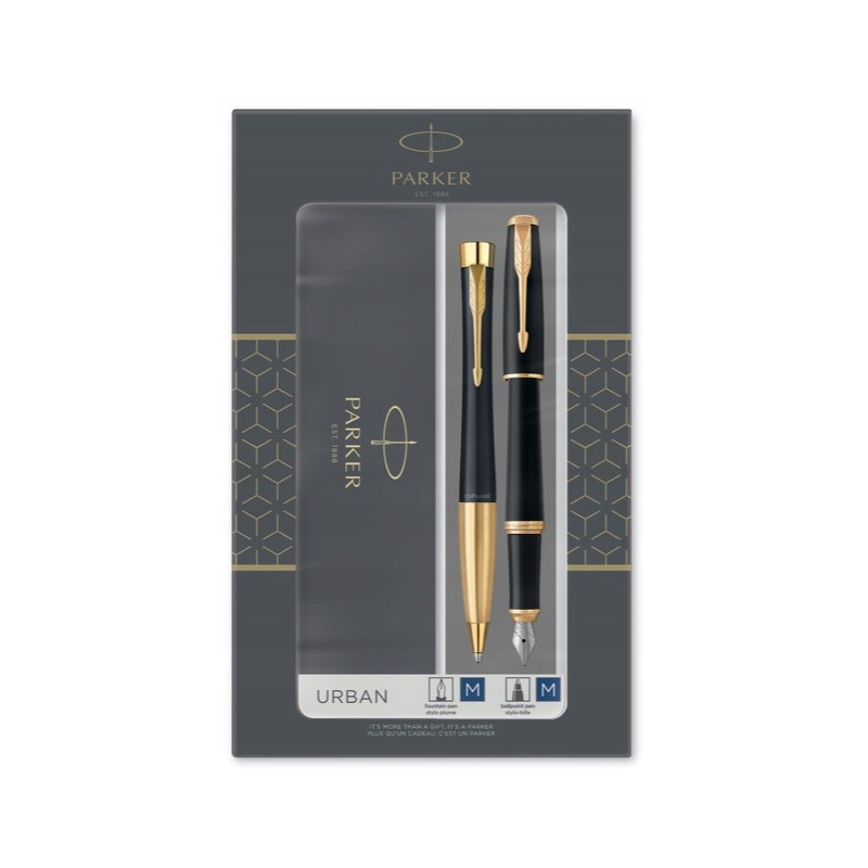 Komplet URBAN DUO długopis+pióro wieczne czarny mat GT PARKER 2093381