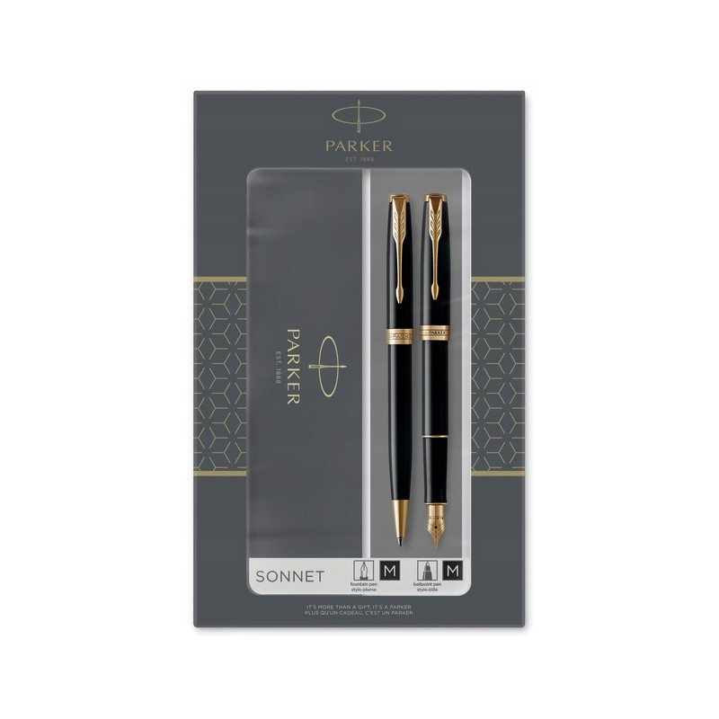 Komplet pióro wieczne + długopis SONNET czarna laka GT PARKER 2093371