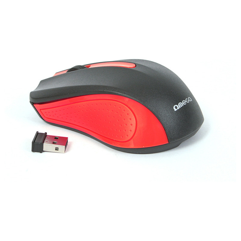 Mysz OMEGA bezprzewodowa optyczna 1000dpi USB czerwona (41795)