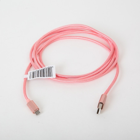 Kabel USB-A - microUSB 1m pleciony jasny różowy OMEGA IGUANA (43934)