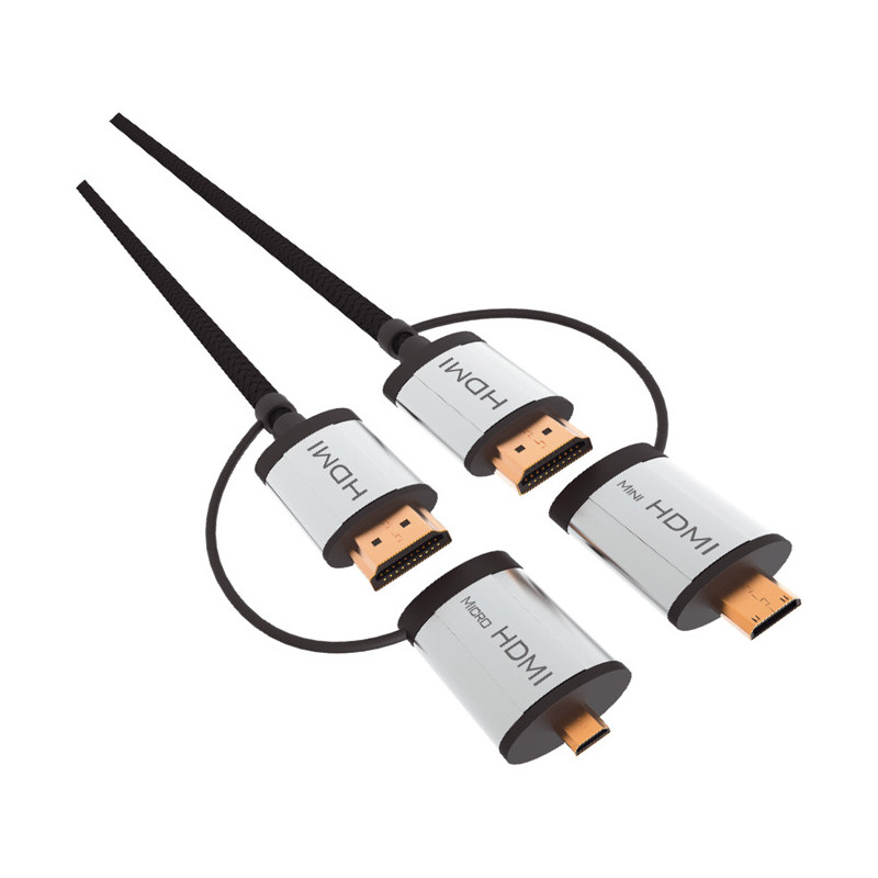 Kabel HDMI - HDMI + adapter mini/micro HDMI 1,5m v.1.4 czarny OMEGA (43865)
