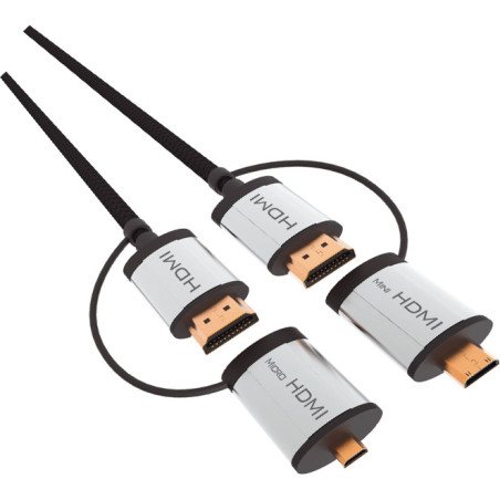 Kabel HDMI - HDMI + adapter mini/micro HDMI 1,5m v.1.4 czarny OMEGA (43865)