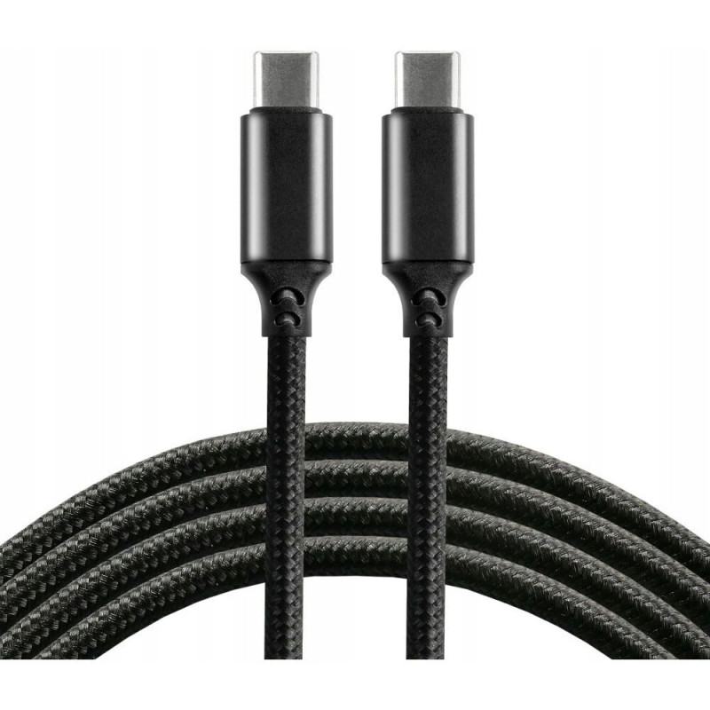 Kabel USB-C - USB-C 1m 5A 100W pleciony czarny EVERACTIVE (CBB-1PD5)
