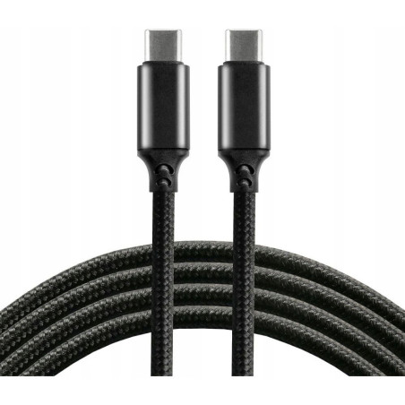 Kabel USB-C - USB-C 1m 5A 100W pleciony czarny EVERACTIVE (CBB-1PD5)
