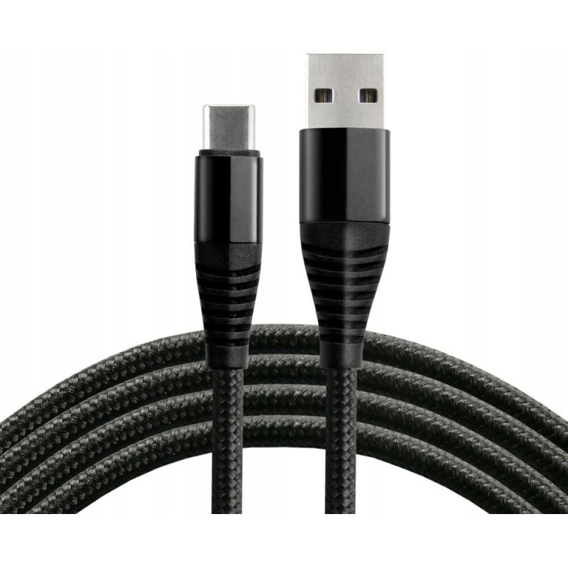 Kabel USB-A - USB-C 1m 5A pleciony czarny EVERACTIVE (CBB-1CHB)