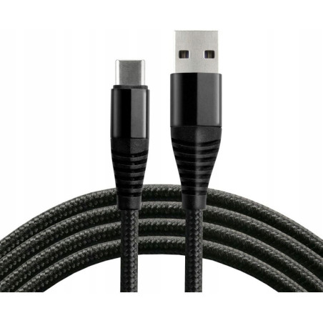 Kabel USB-A - USB-C 1m 5A pleciony czarny EVERACTIVE (CBB-1CHB)