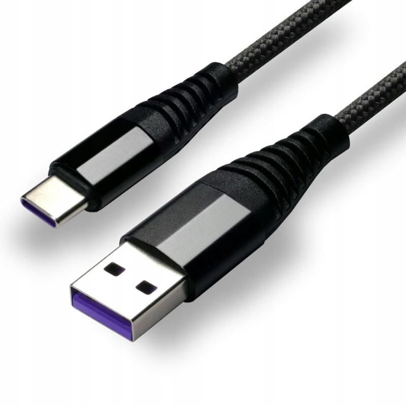 Kabel USB-A - USB-C 1m 5A pleciony czarny EVERACTIVE (CBB-1CHB)