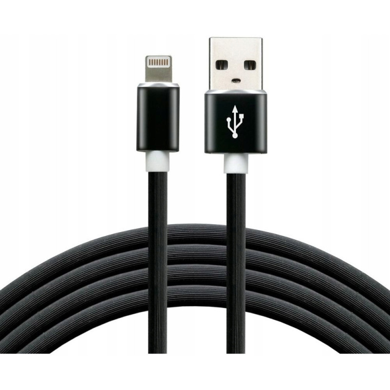 Kabel USB-A - Lightning 1m 2,4A silikonowy czarny EVERACTIVE (CBS-1IB)