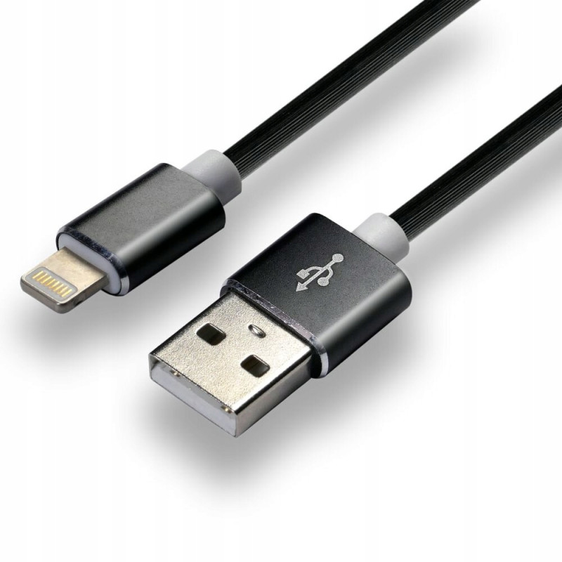 Kabel USB-A - Lightning 1m 2,4A silikonowy czarny EVERACTIVE (CBS-1IB)