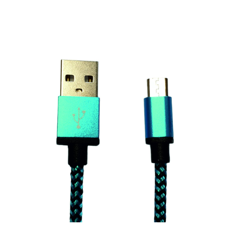 Kabel USB-A - microUSB 1m 2A pleciony niebieski OMEGA VARAN (44190)