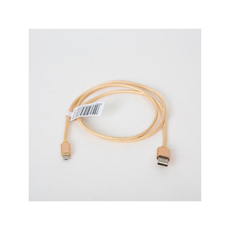 Kabel USB-A - microUSB 1m pleciony złoty OMEGA IGUANA (43933)