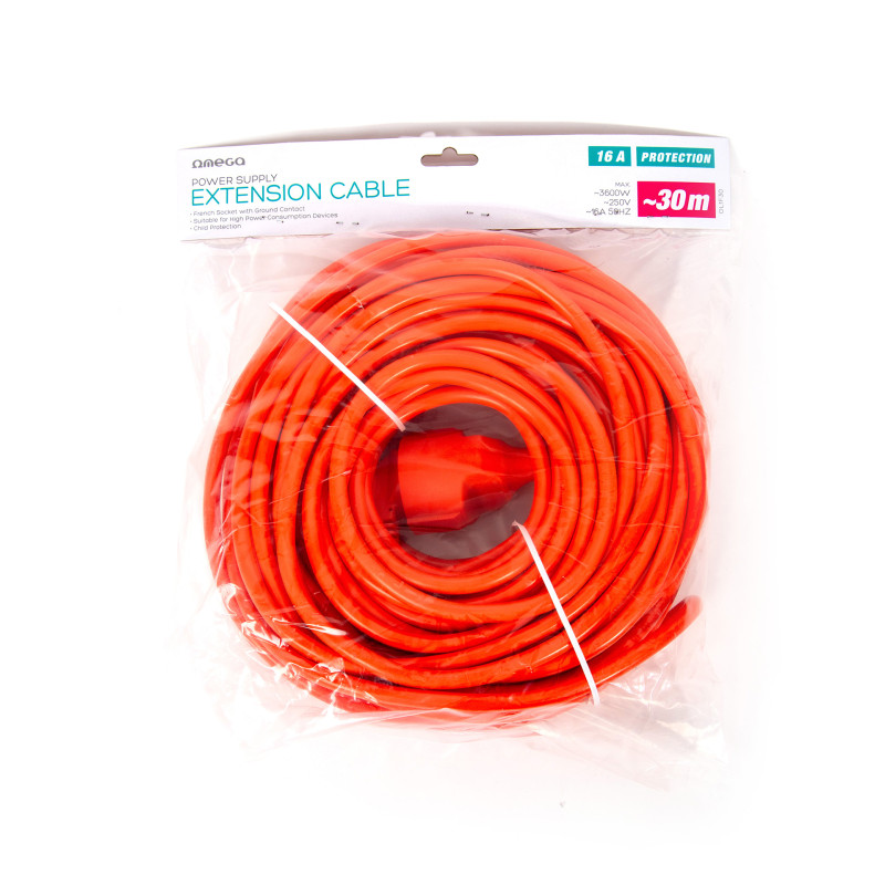 Kabel przedłużacz 230V 30m 16A pomarańczowy PLATINET (46089)
