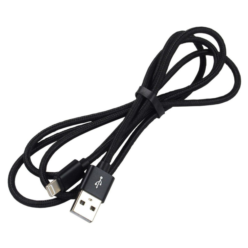 Kabel USB-A - Lightning 2m 2,4A pleciony czarny EVERACTIVE (CBB-2IB)