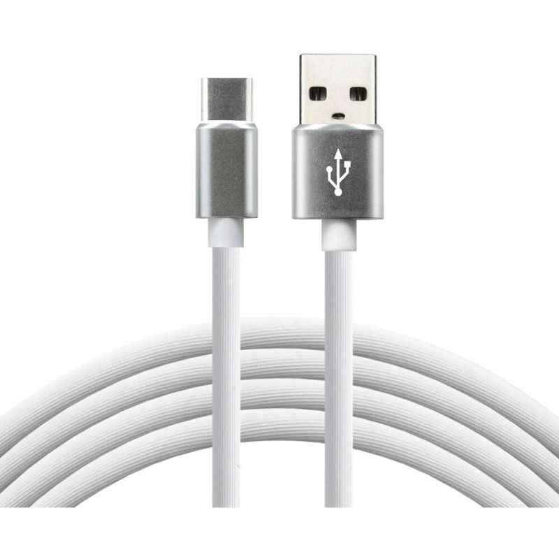 Kabel USB-A - USB-C 1,5m 3A silikonowy biały EVERACTIVE (CBS-1.5CW)