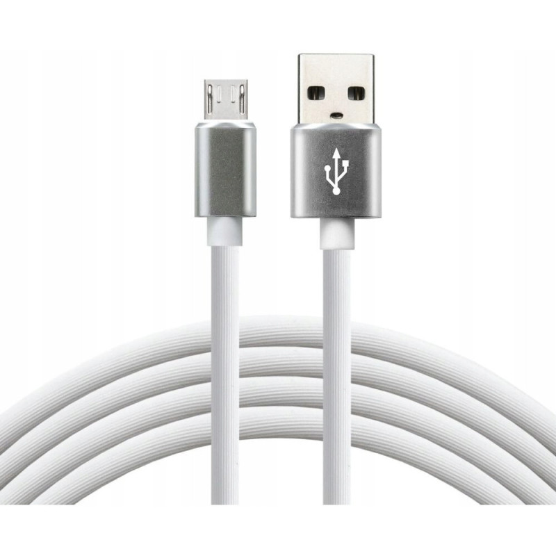 Kabel USB-A - microUSB 1m 2,4A silikonowy biały EVERACTIVE (CBS-1MW)