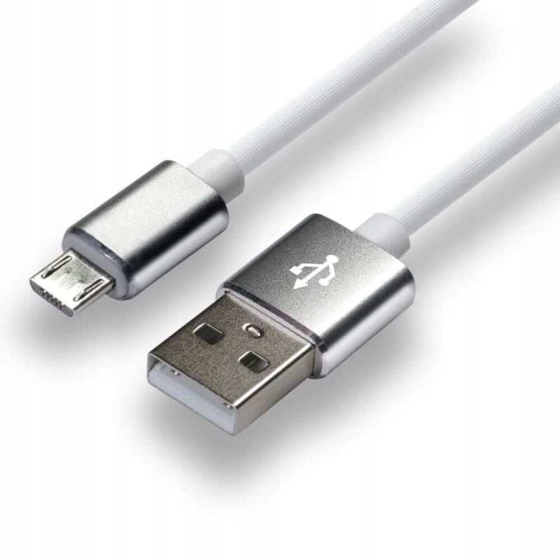 Kabel USB-A - microUSB 1m 2,4A silikonowy biały EVERACTIVE (CBS-1MW)