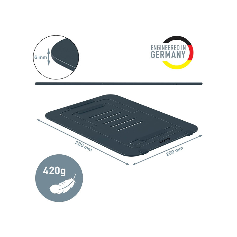 Ultrapłaska aluminiowa podstawka pod laptopa Leitz Ergo z regulacją wysokości 63460089