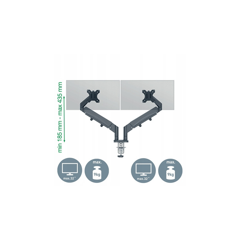 Ramię do monitora podwójne Ergo ciemnoszare 65370089 LEITZ