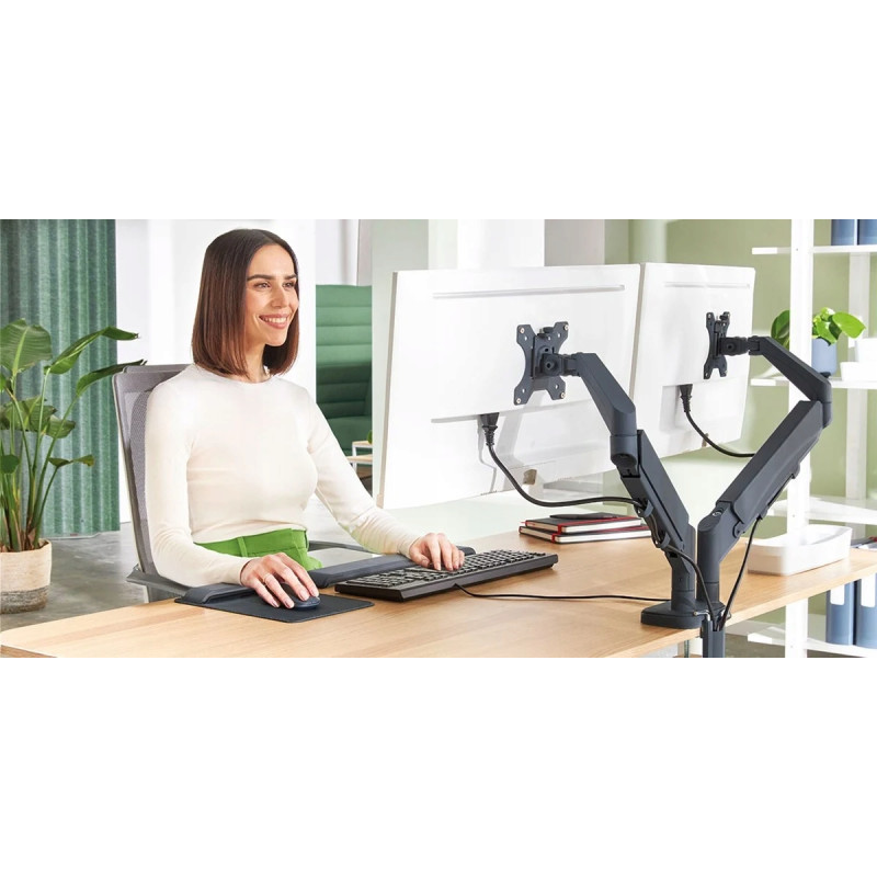 Ramię do monitora podwójne Ergo ciemnoszare 65370089 LEITZ