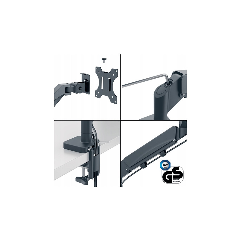 Ramię do monitora i laptopa podwójne Ergo ciemnoszare 65380089 LEITZ