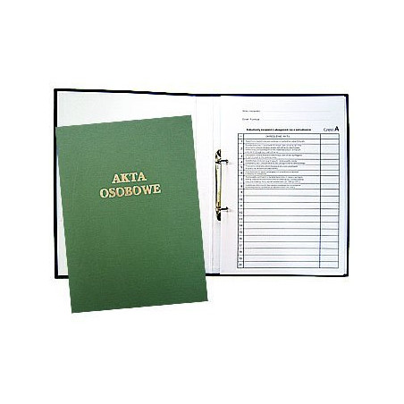 Teczka do akt osobowych z zamkiem zielona zadrukowana 1824-339-028 WARTA