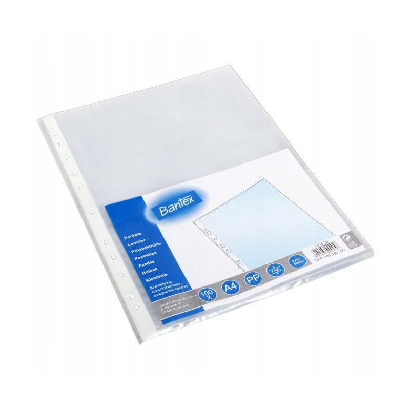Koszulki groszkowe na dokumenty A4 50mic 100 sztuk 100550109 BANTEX