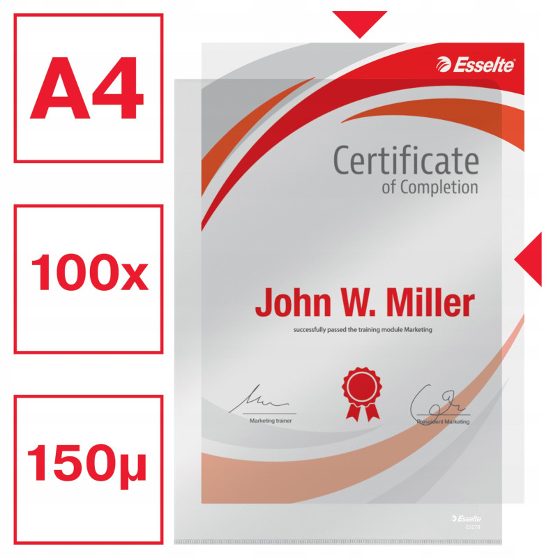 Ofertówki krystaliczne na dokumenty A4 150mic 100 sztuk przezroczyste 55270 ESSELTE